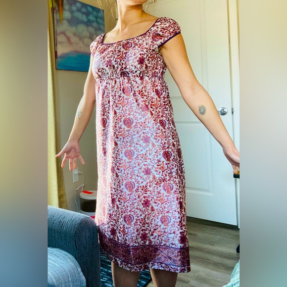 Michel Klein Paris babydoll waist floral dress size medium - Picture 4 of 8